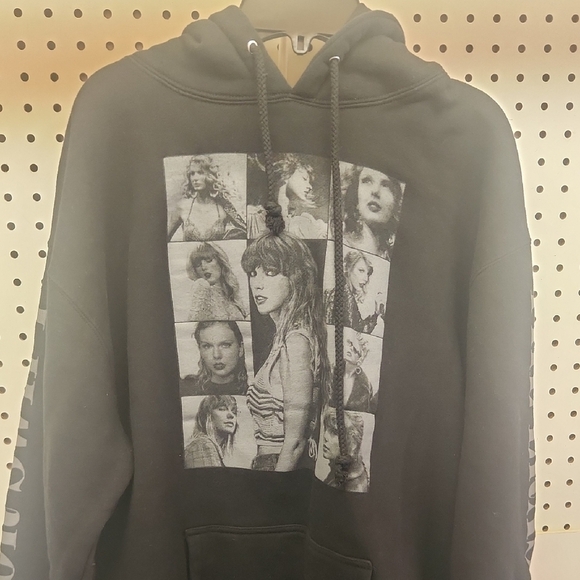 Taylor Swift Tops - Black Graphic Hoodie with Taylor Swift Print The ERAS comcert Tour EUC